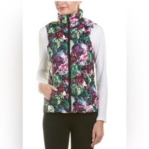 NWOT  Betsey Johnson Pink and Green Floral Puffer Vest… 51E